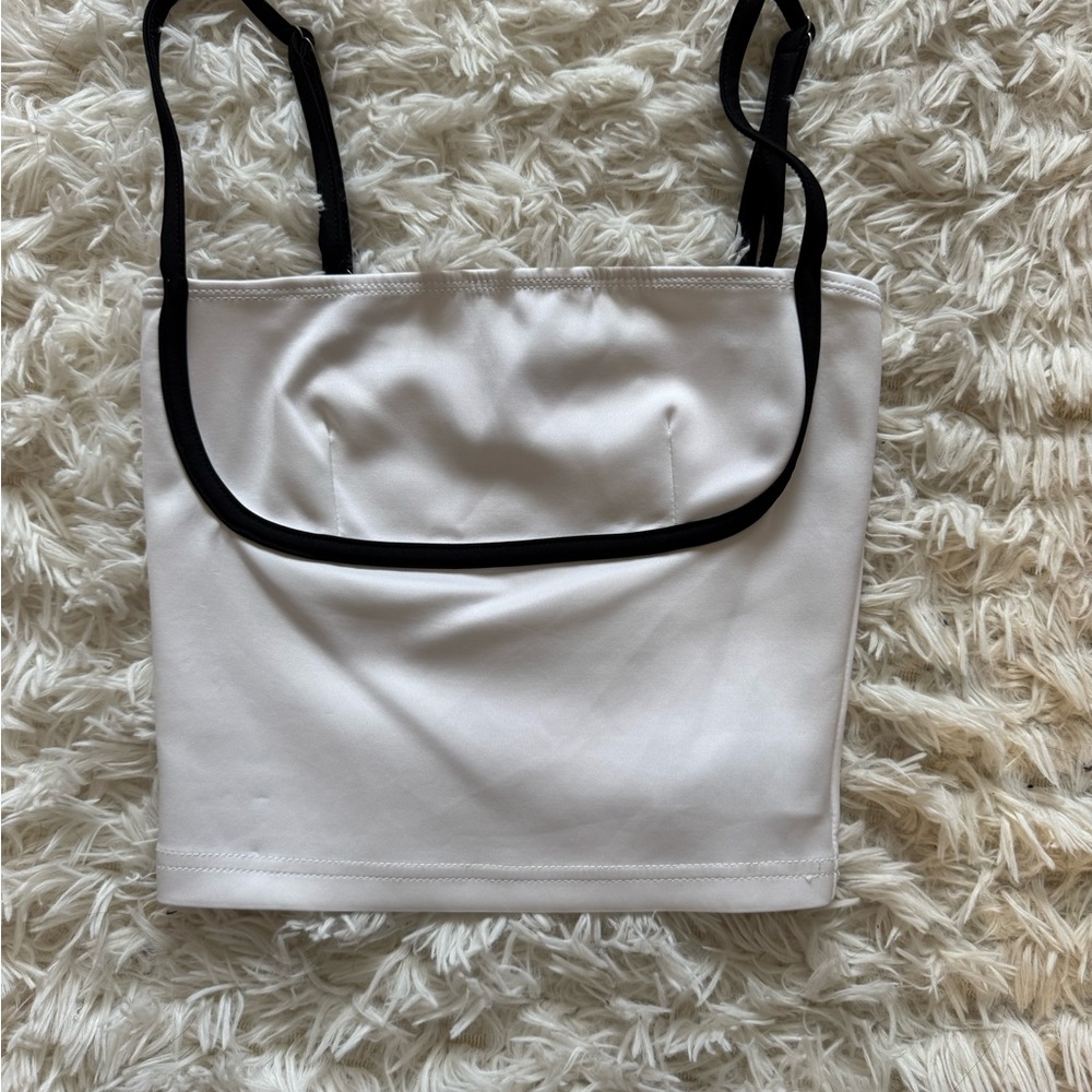 White and Black Crop Top